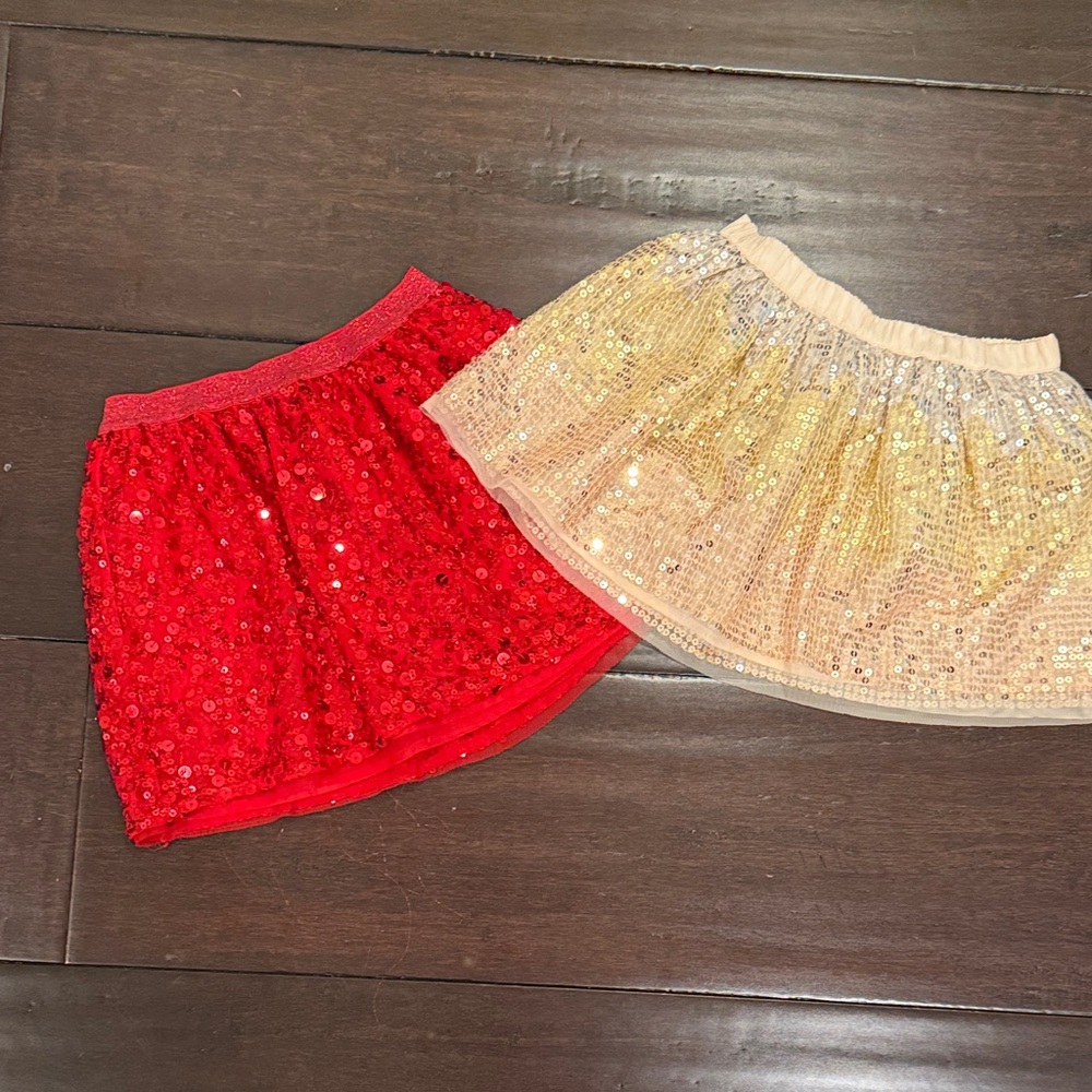 Cat & Jack Red and Gold Sequin Skirt Set. Valentines party